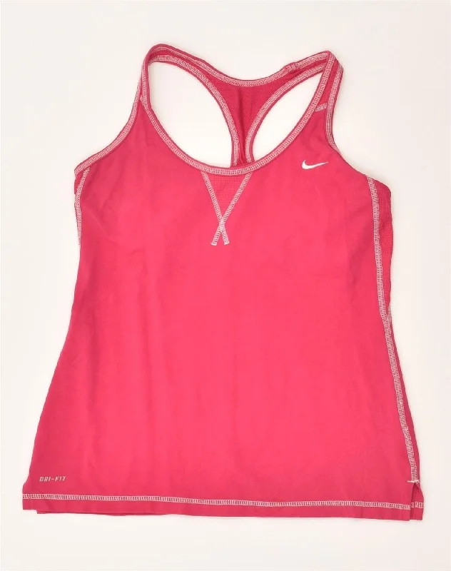 NIKE Womens Vest Top UK 12 Medium Pink Polyester