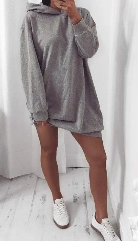 Oversized Hoodie Dress In Light Grey