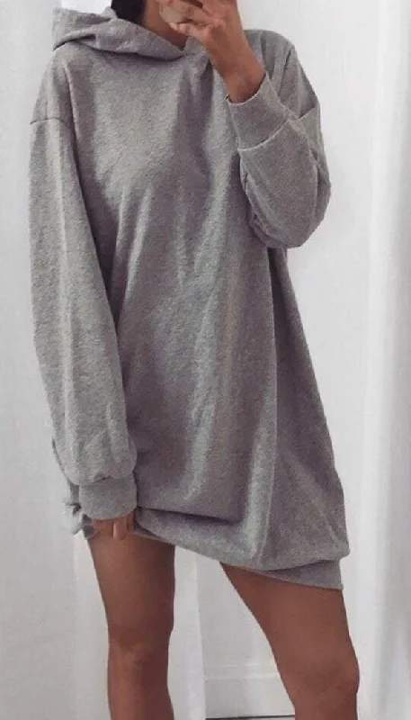 Oversized Hoodie Dress In Light Grey