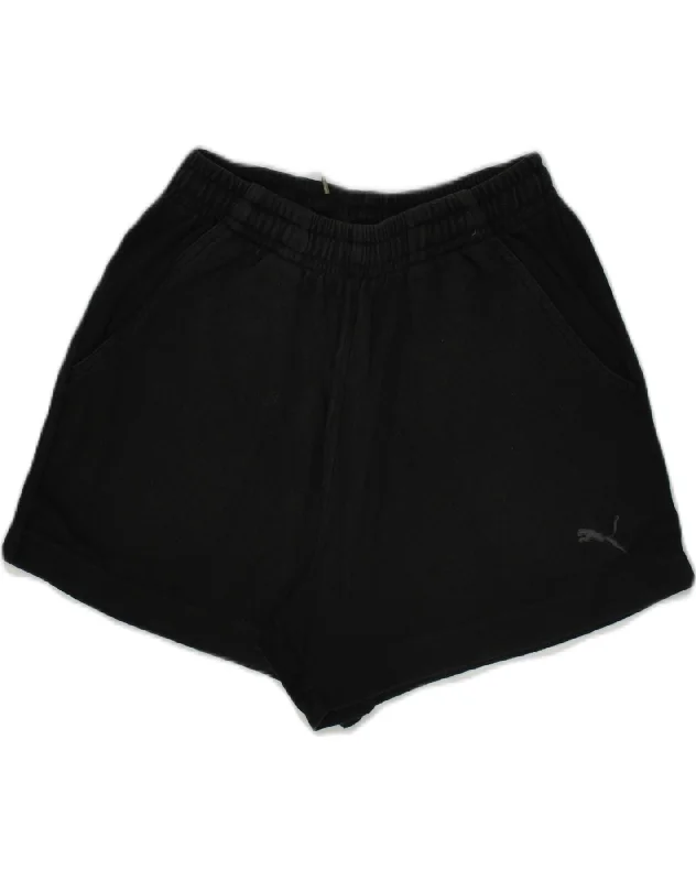 PUMA Womens Sport Shorts UK 10 Small Black Cotton