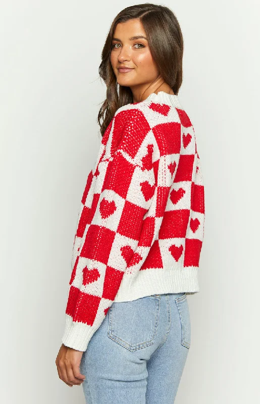 Red Heart Patchwork Jumper