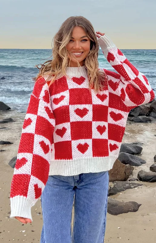 Red Heart Patchwork Jumper