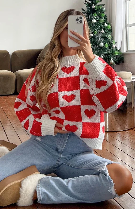 Red Heart Patchwork Jumper