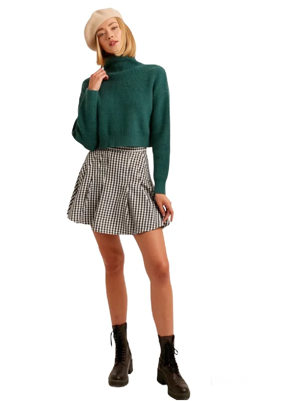 Ribbed Mock Neck Crop Pullover Sweater