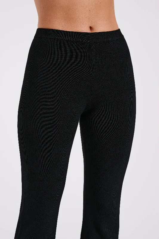 Rosetta Flare Knit Pants - Black