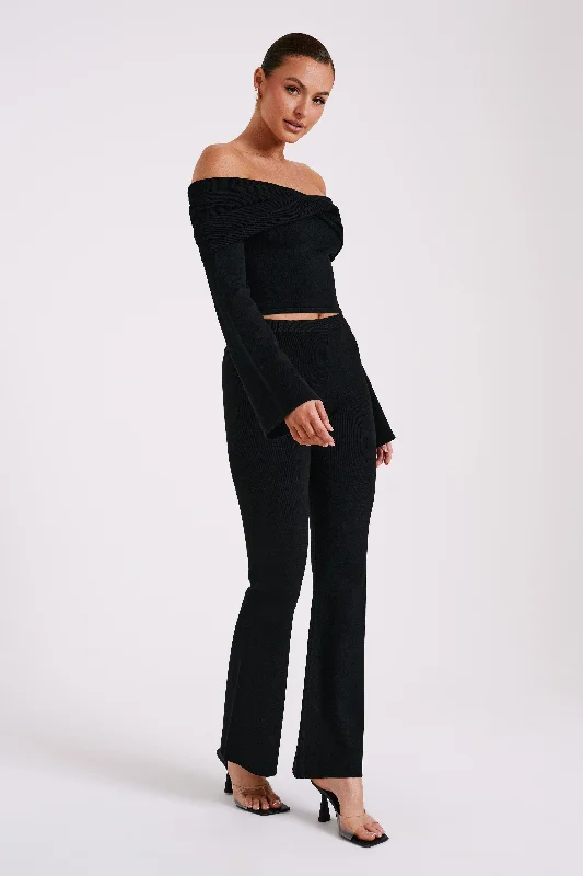 Rosetta Flare Knit Pants - Black