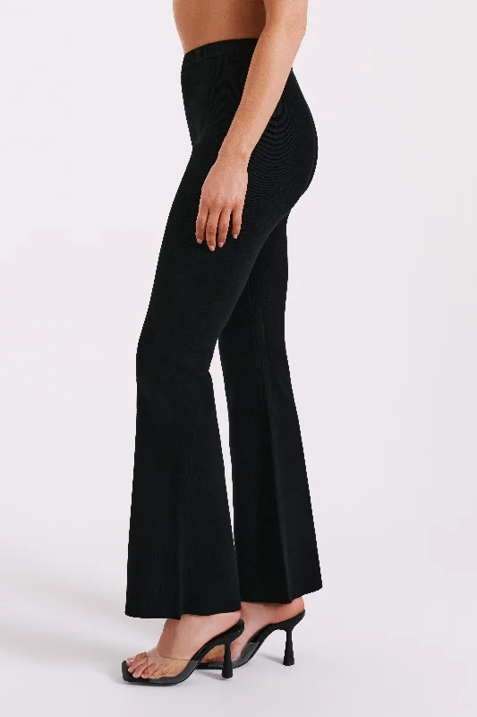 Rosetta Flare Knit Pants - Black