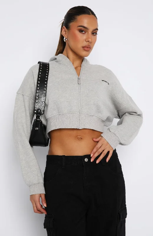 She's Effortless Cropped Hoodie Grey Marle