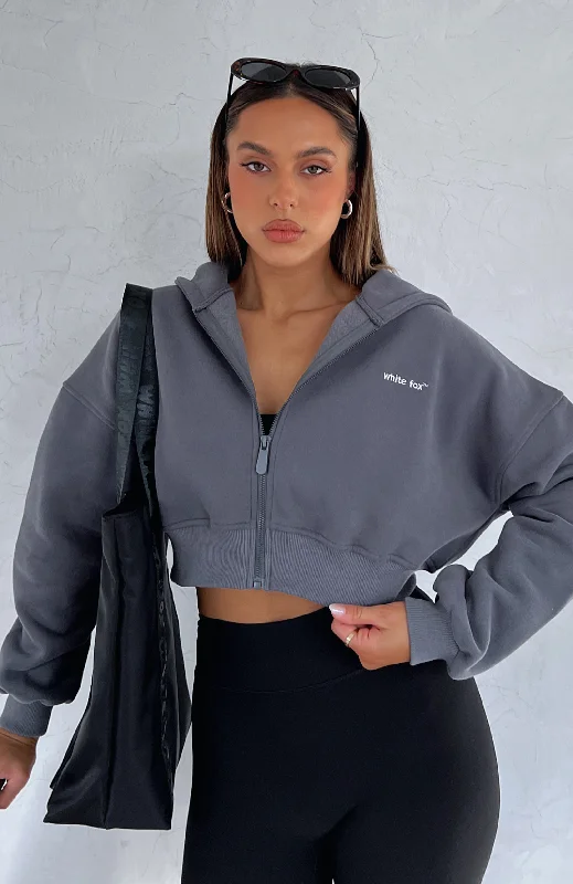 She's Effortless Cropped Hoodie Slate