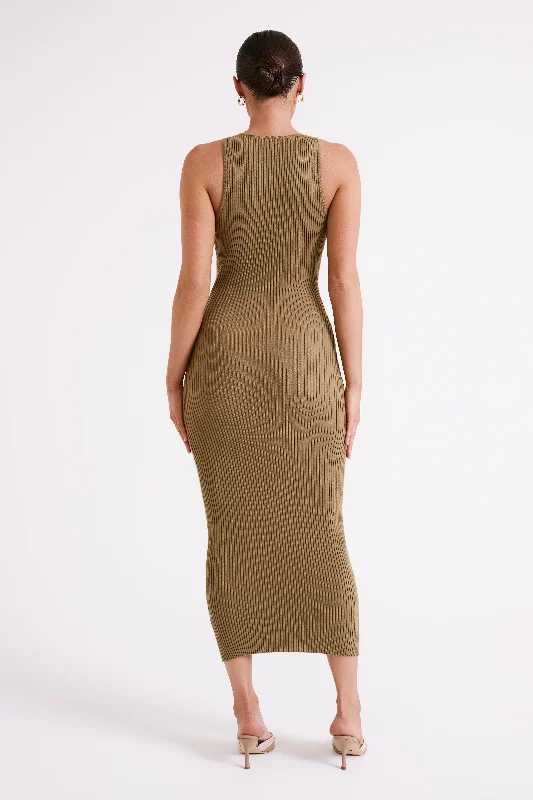 Sienna Knit Midi Dress - Olive