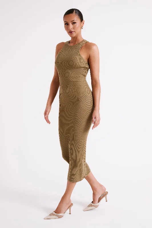 Sienna Knit Midi Dress - Olive