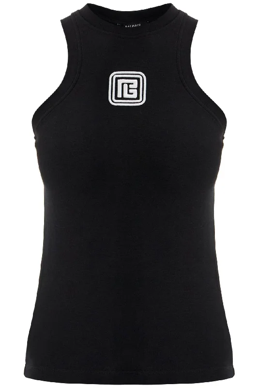 sleeveless top with pb DF1EB045BC49 BLACK/WHITE