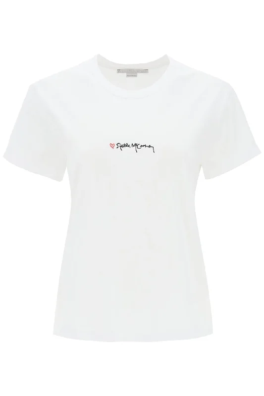 Stella mccartney t-shirt with embroidered signature 6J0273 3SPY52 PURE WHITE