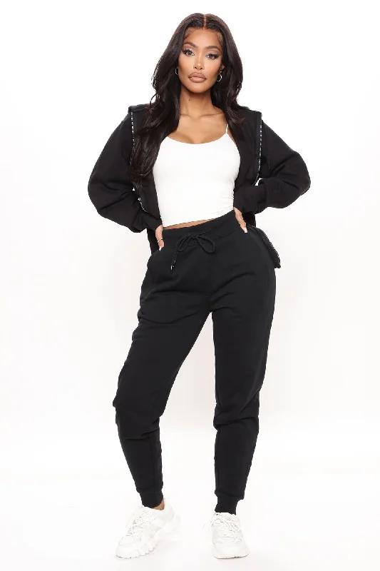 Stole Your Boyfriend's Oversized Zip Up Hoodie - Black