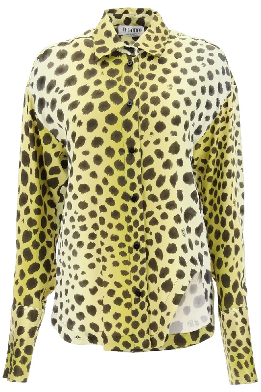 The attico eliza cheetah print satin shirt 236WCH14V065P LIGHT YELLOW