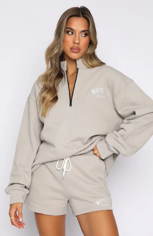 The Highest Demand Zip Front Sweater Taupe