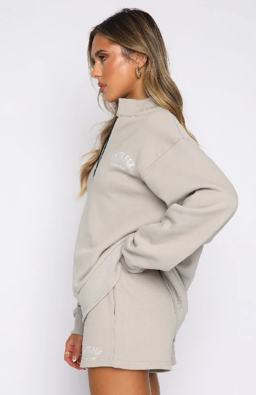 The Highest Demand Zip Front Sweater Taupe