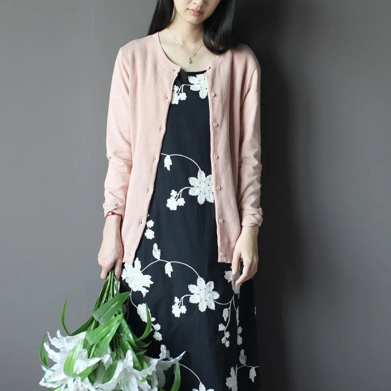 Women cardigan coat spring outwear pink