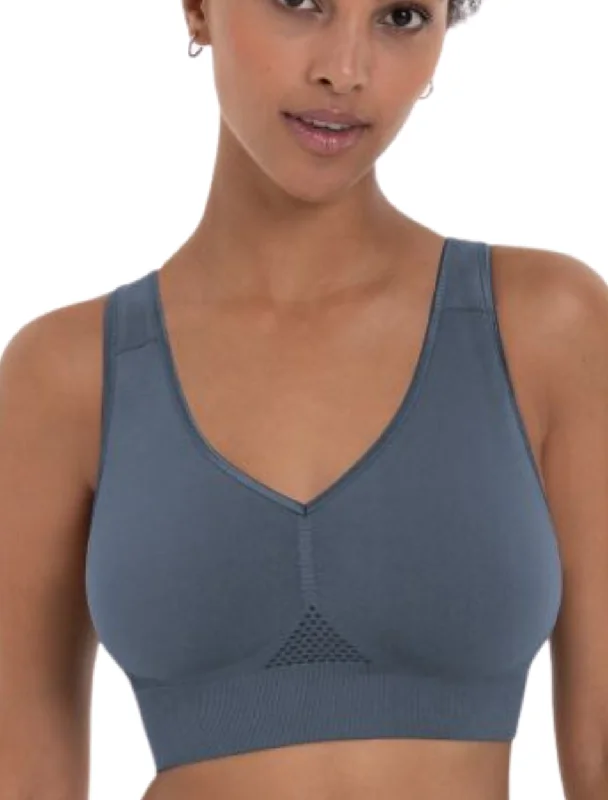 Anita Lotta Wire Free Mastectomy Bra, Grey | Sky Grey Post Mastectomy bra | Molded Mastectomy Bra Breathable Full Coverage