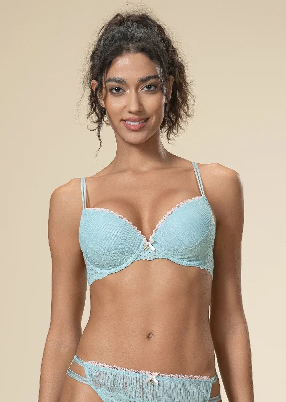 ANNIE Seductive Underwired Demi Blue Lace Bra Sexy Lace Bralette