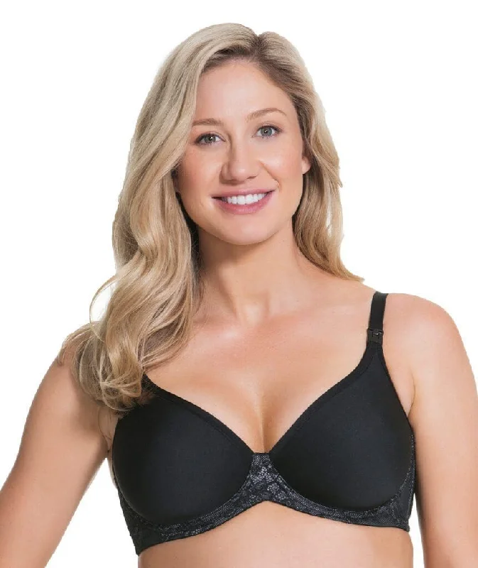 Cake Maternity Waffles 3D Spacer Contour Flexi Wire Nursing Bra -  Black Comfort Fit Bralette