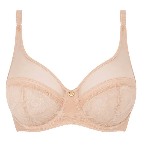 Chantelle True Lace Full Coverage UW Bra Golden Beige Soft Lace Bra