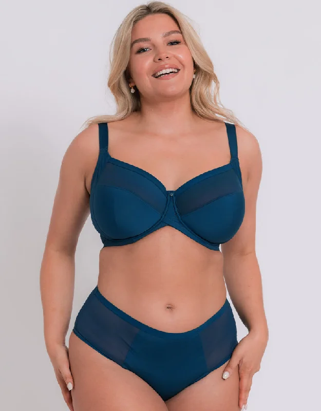 Curvy Kate WonderFully Full Cup Side Support Bra Deep Blue Sporty Compression Bra