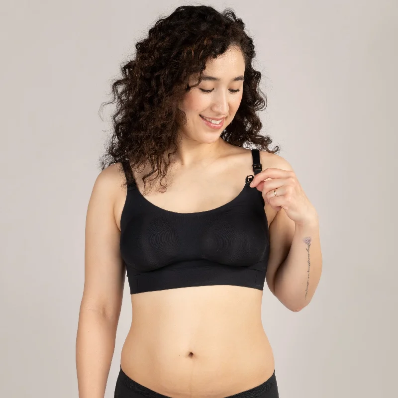 Elation Nursing Bra - Black Stretchy Wireless Bra