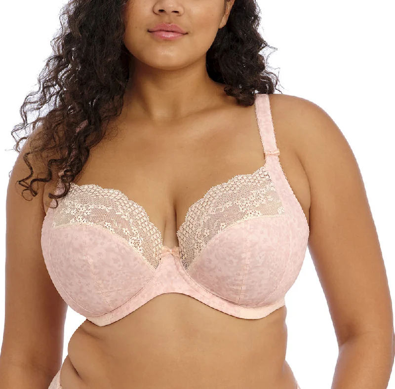 Elomi Lucie Pale Blush Unlined Stretch Lace Plunge Bra 4490 Seamless Wireless Bra