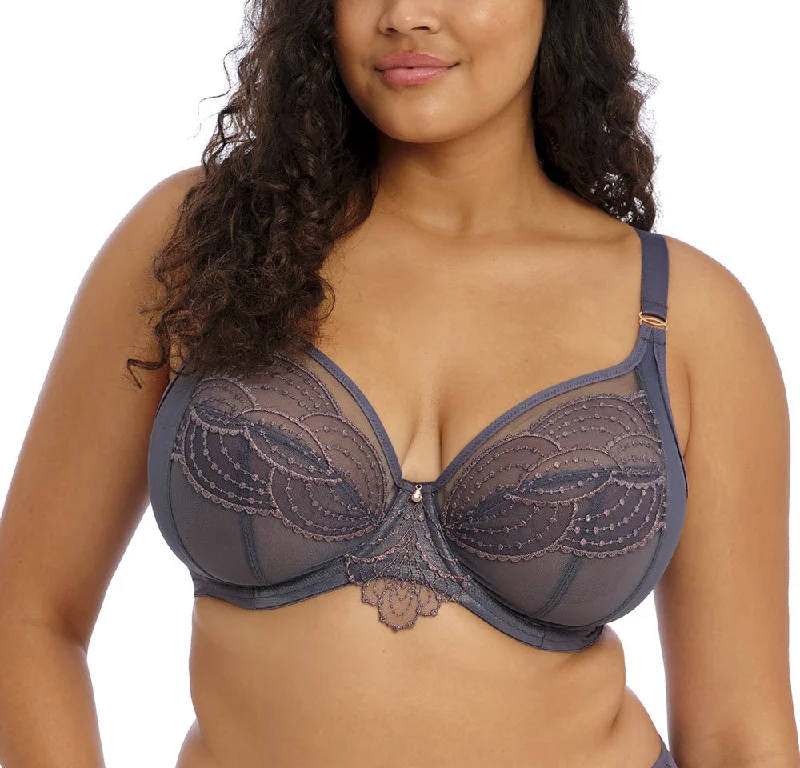 Elomi Priya Storm Grey Unlined Plunge Bra 4550 Seamless Bra Design