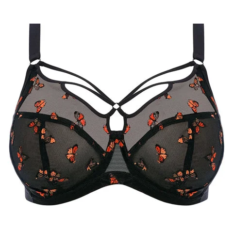 Elomi Sachi Plunge Bra Black Butterfly Smooth Push-Up Bra