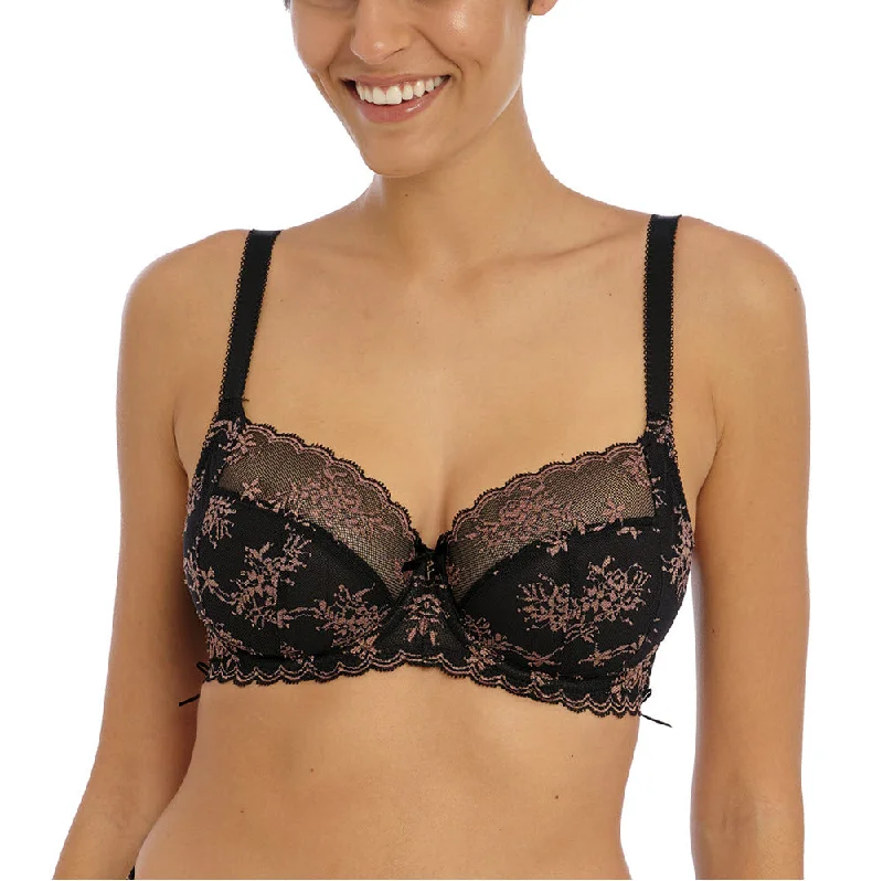 Freya Offbeat Decadence Black Unlined Seamed Bra 402501 Sexy Mesh Bra