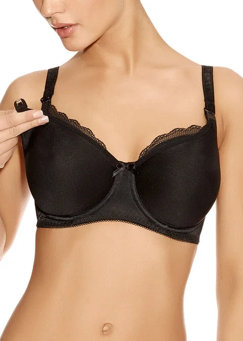 Freya Pure Underwire Molded Nursing Bra, Black Push-Up Bra Set