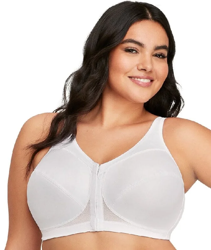 Glamorise Magiclift Front-Closure Posture Back Wire-Free Bra - White Fashionable Push-Up Bra