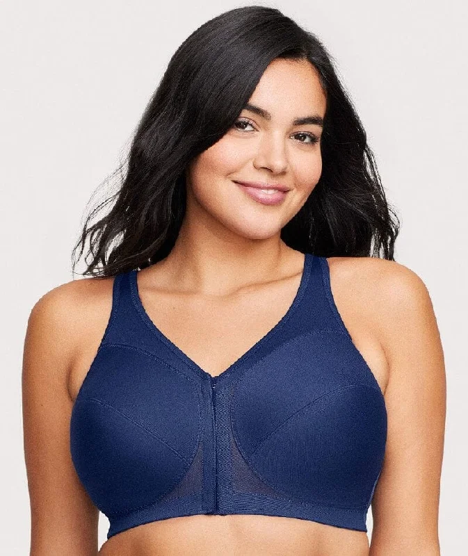 Glamorise Magiclift Front-Closure Posture Back Wire-Free Bra - Blue Smooth Stretch Bra