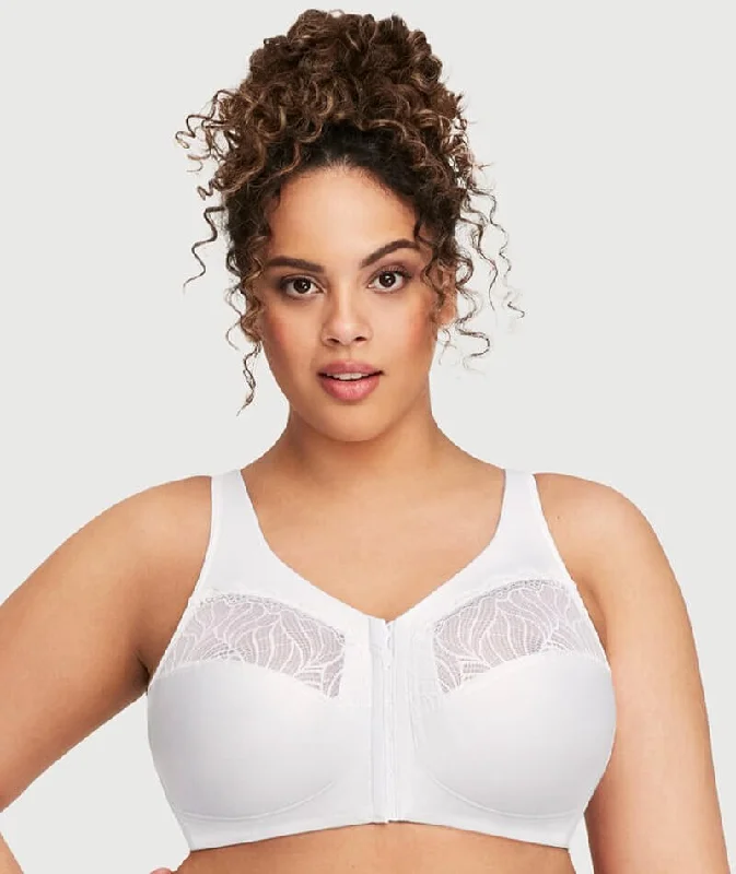 Glamorise Magiclift Natural Shape Wire-Free Front-Closure Bra - White Full Coverage Bra