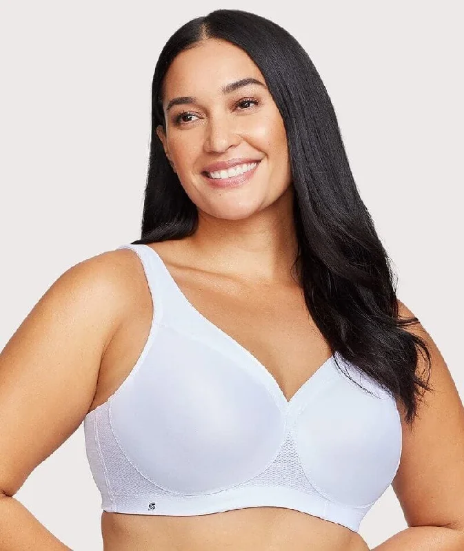 Glamorise Magiclift Seamless Wire-Free Sports Bra - White Feminine Lace Bra