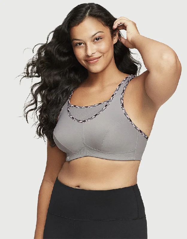 Glamorise No-Bounce Cami Sports Bra Silver Grey Comfortable Active Bra