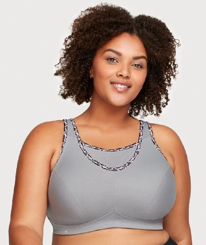 Glamorise No-Bounce Camisole Wire-Free Sports Bra - Soft Gray Soft Lace Bra