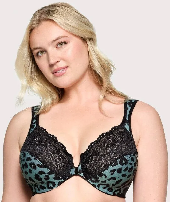 Glamorise WonderWire Front-Closure Bra - Centennial Leopard Comfortable Fit Bralette