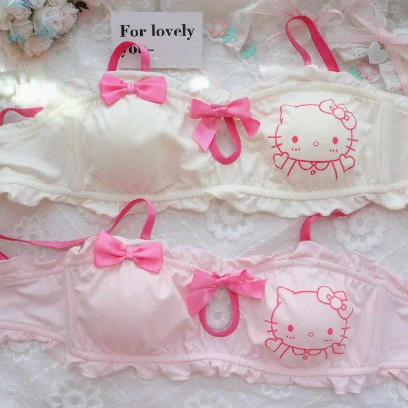 Hello Kitty Inspired Cotton Bra and Under Set Trendy Lace Bra