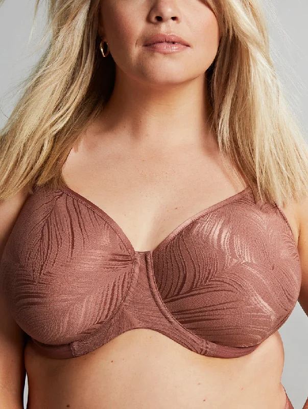 Panache Sculptresse Illuminate Burlwood Tan Unlined Seamless Bra 10701 Sporty Compression Bra