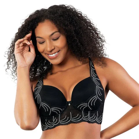 Parfait Pearl Longline Plunge Bra Black Adjustable Bra Straps