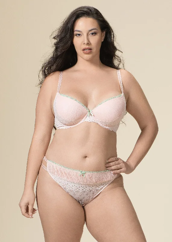 ANNIE Plus Seductive Underwired Demi Pink Lace Bra Active Wear Bra