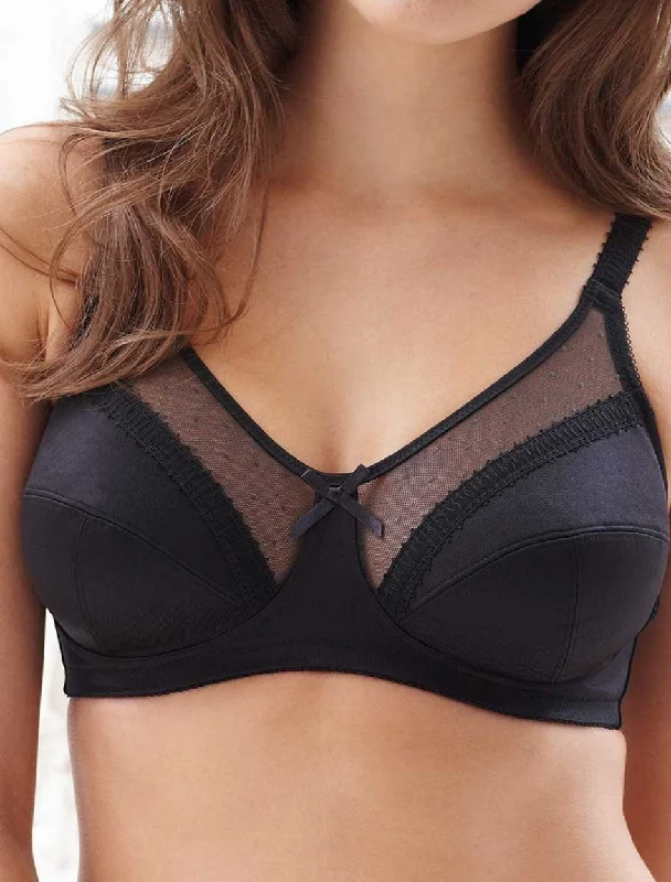 Royce Charlotte Wire free Soft Cup Bra, Black Sleek Sports Bra