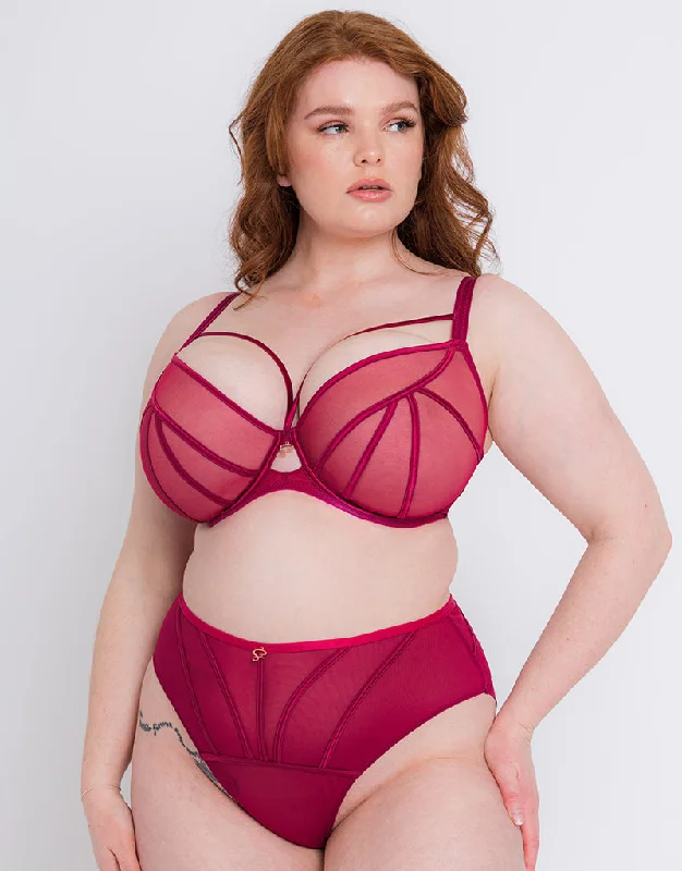 Scantilly Senses Plunge Bra Cherry Comfortable Lace Bralette