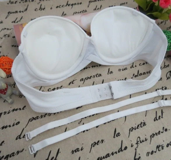 Strapless Wedding Bra Thick Cup super Push Up Bra Lace-Trimmed Bra