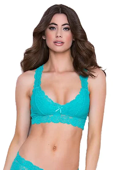 "Very Sexy" Turquoise Racer back Bridal  Bra Breathable Wireless Bra