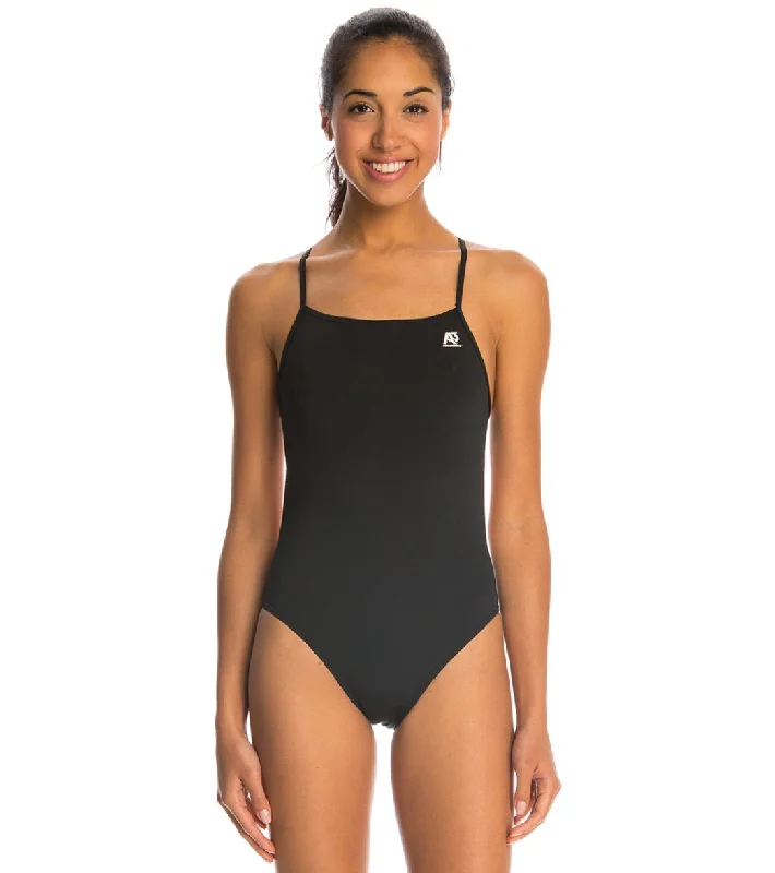 A3 Performance Flash Back One Piece Swimsuit Black Crisscross Back Swimsuit