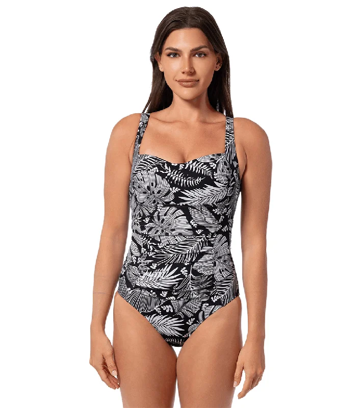 Jantzen Women's Forest Blast JanFit Double Dare One Piece Swimsuit Crisscross Back Swimsuit